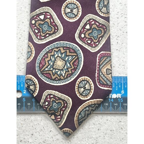 Christian Dior Monsieur Italian Silk Necktie Made In USA with Geometric Y2K - Picture 5 of 6